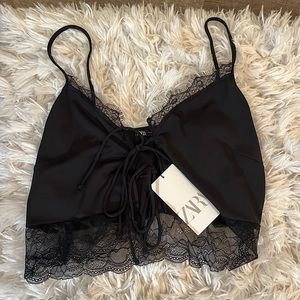ZARA New with tags black satin cami